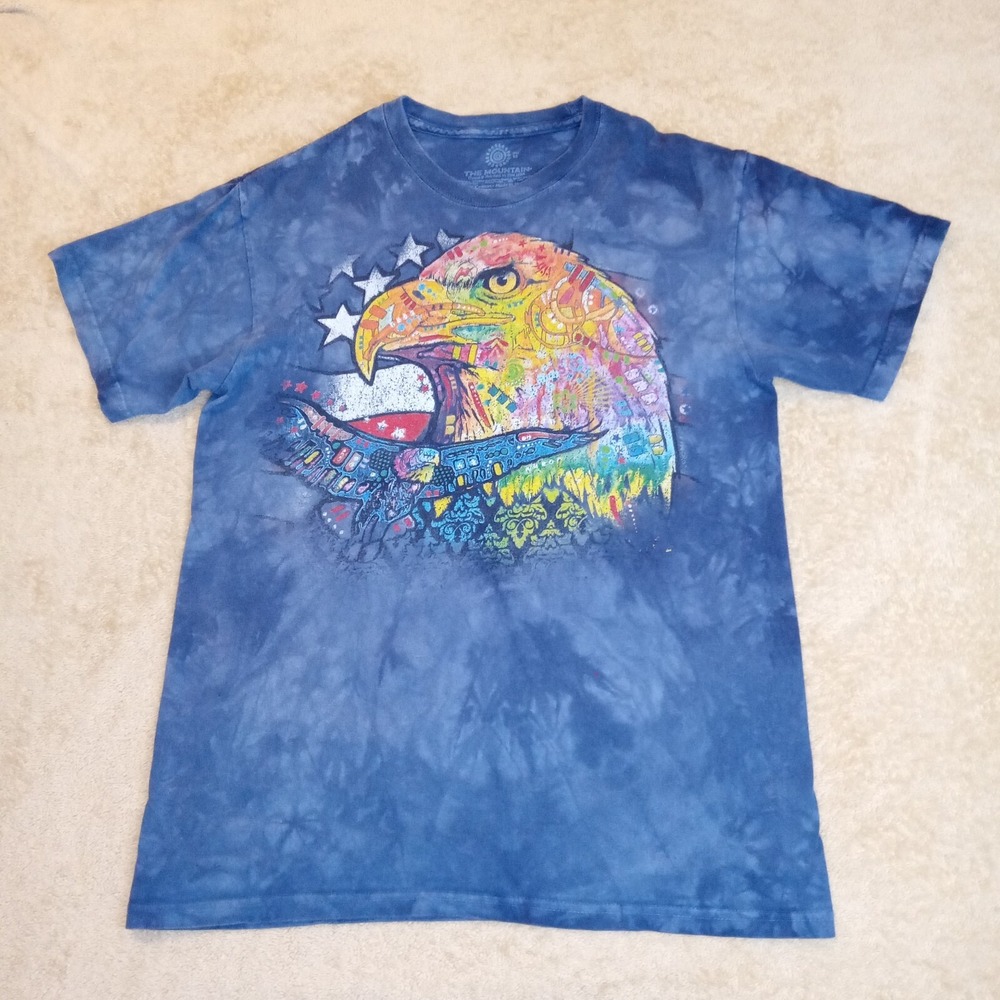 The Mountain Men's Medium Short Sleeve Eagle T-Shirt Blue Tye Dye